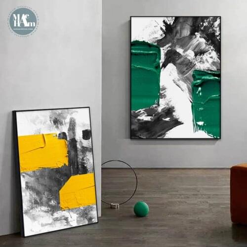 Wall Art Canvas Painting Abstract yellow oil painting texture paint brush Art Poster Print Wall Picture for Living Room Decor
