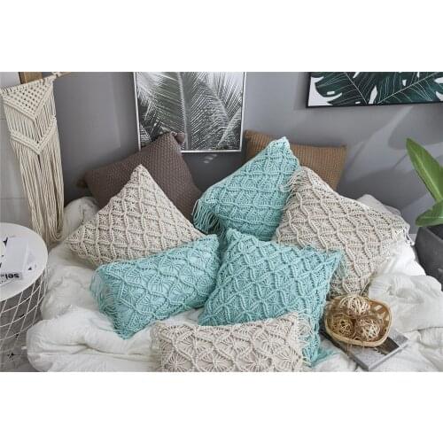 MOMS YARD New Macrame Handmade Cotton Thread Pillowcase Bohemia Moroccan Sofa Cushion Cover Decorative Pillowcase High-end Gift
