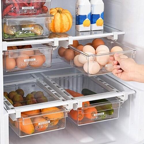 Plastic Storage Containers Drawer Organizer Boxes Plastic Box Storage Egg Refrigerator Organizer Drawer Transparent Adjustable