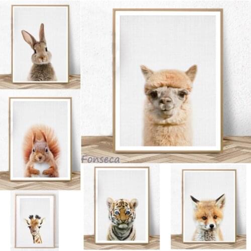 Baby Animal Poster And Prints Cute Bunny Alpaca Canvas Painting Nursery Woodland Forest Wall Art Decor For Kid Room Bedroom