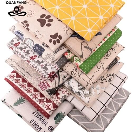 QUANFANG 13pcs/lot 20x30cm Cotton Linen Fabric For Patchwork Handmade Diy Hometextile Fabrics Cloth Sofa Curtain Bags Cushion
