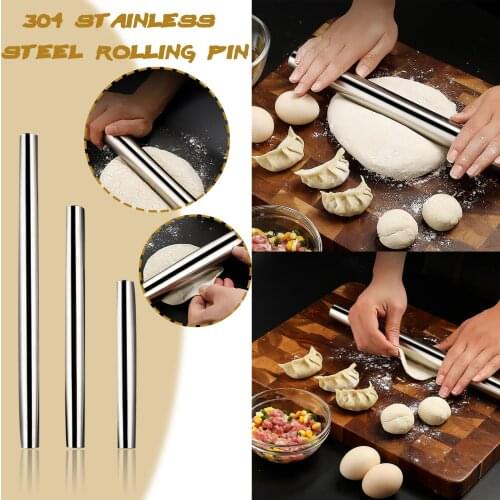 Adjustable Stainless Steel Rolling Pin Dough Mat Dough Roller 4 Removable Thickness Rings for Cake Pizza Pastry Baking Tools #2