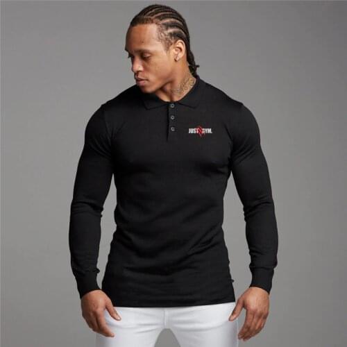 New Fashion Brands Polo Shirt Mens Solid Color Long Sleeve Slim Fit For Boys Fitness Poloshirt Spring Casual Men Gym Clothing