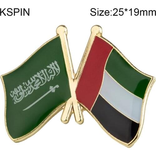 Saudi Arabia & U.A.E. Friendship Flag Badge Flag Brooch National Flag Lapel Pin International Travel Pins Collections XY0485