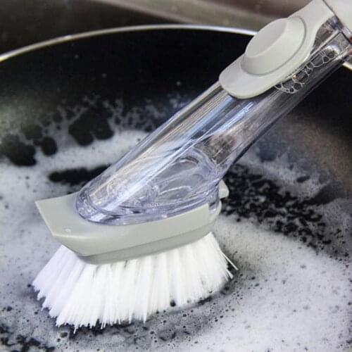 2 in 1 Long Handle Pot Brush Dish Bowl Washing Cleaning Brush Soap Dispenser Kitchen Sink Scrubber Sponge Dishwasher Brush