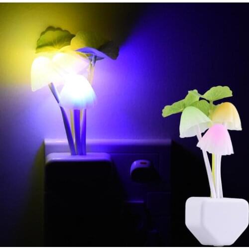 Lovely Colorful Led Mushroom Sensor Night Light Decorative Lamp EU US Baby Children Novelty Wireless Wall Projector Nightlight