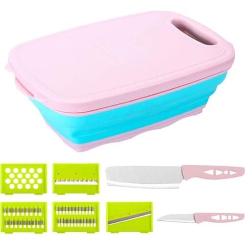 Collapsible Multifunction Chopping Boardand and Storage Basket Set,Slicing Board for Kitchen,Camping,Picnic and BBQ
