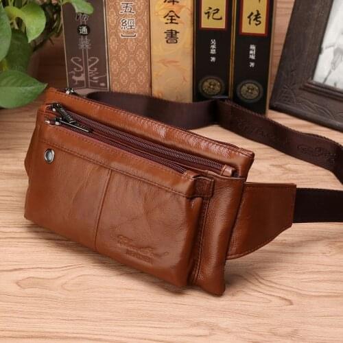 High Quality Men Waist Pack Bag Belt Chest Bags Invisible Thin Pocket Casual Pouch Male Genuine Leather Hip Bum Fanny Pack