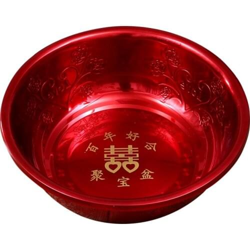 Wedding Supplies Collection Bride Dowry Red Bason Washbasin Bridal Dowry Stainless Steel Wedding Basin Wedding Supplies