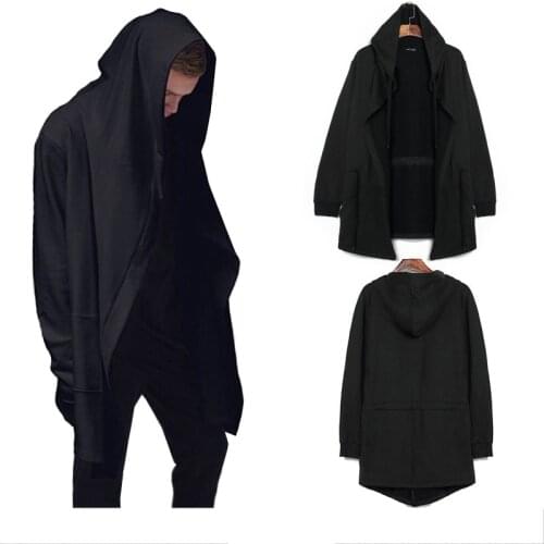 2021 Spring Autumn Casual Men Hoodies Black Dress Up Gown Mantle Sweatshirts Jacket long Sleeves Cloak Mans Coats Outwear