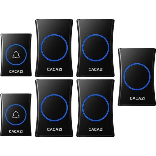 CACAZI Waterproof Wireless Doorbell 300M Remote 2 Button 5 Receiver US EU UK Plug Smart Home Call Bell Wireless Ringtone 220V
