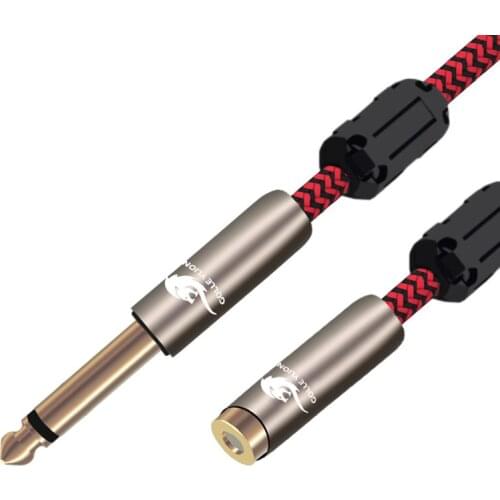 High Quality TS Mono 1/4" Jack 6.5mm to RCA Female Audio Cable for OFC Mixer Amplifier Speaker Sound Box Mixing Console OFC