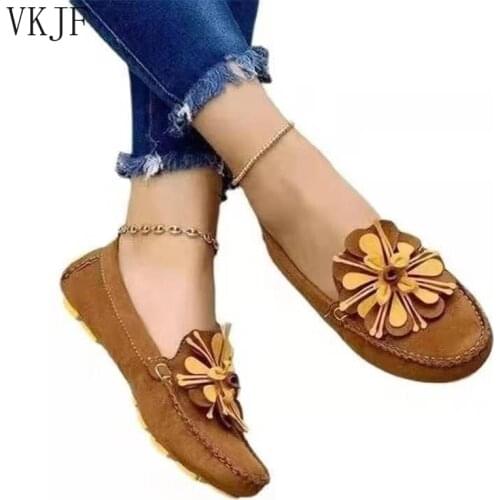 2021 Shoes Women Leather Women Flat Shoes Casual Loafers Slip on Womens Flats Shoes Lady