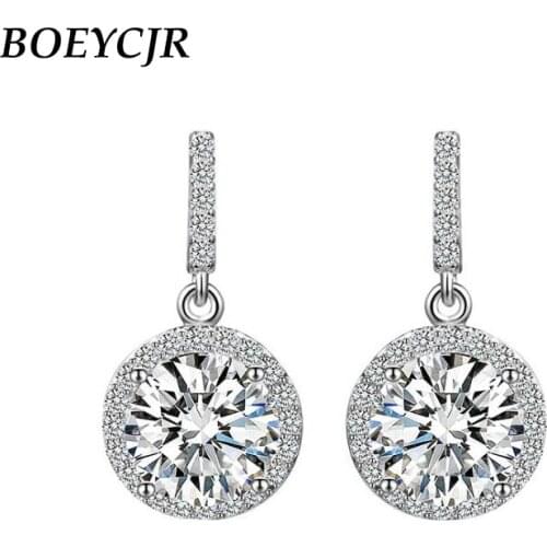 BOEYCJR 925 Silver 1ct F color Moissanite VVS Fine Jewelry Diamond Drop Earrings With national certificate for Women Gift