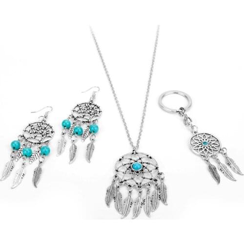Bohemia Dream Catcher Necklace for Women Leaf Tassel Pendant Necklaces Charms Jewellery Necklaces for Teen Girls