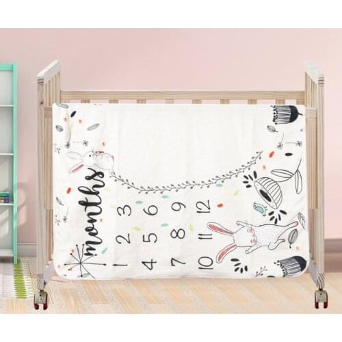 97BC 1 Set Baby Monthly Record Growth Milestone Blanket Newborn Photography Props Accessories Cartoon Printing Background
