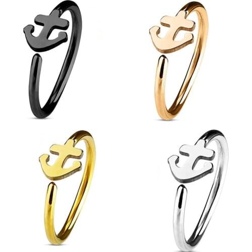 1pcs Four Color 1.0*8mm Cartilage Anchor Nose Piercing Surgical Steel Bendable Hoop Nose and Studs Nose Ring With Piercing