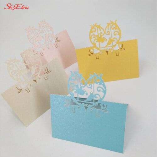 10PCS Laser Cut Lovebirds Table Card Shape Name place Card Wedding Table Decor Card Party Activity Supplies 6Zsh079