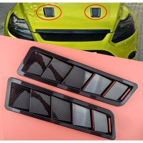2pcs ABS Bonnet Louver Air Vent Hood Panel Trim Fit for Ford Focus RS ST MK2 2004 2005 2006 2007 2008 2009 2010 2011 2012-2015