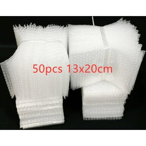 50pcs 13x20cm Plastic Wrap Envelope White Bubble Packing Bags PE Clear Shockproof Packaging Bag Double Film Bubble Bag