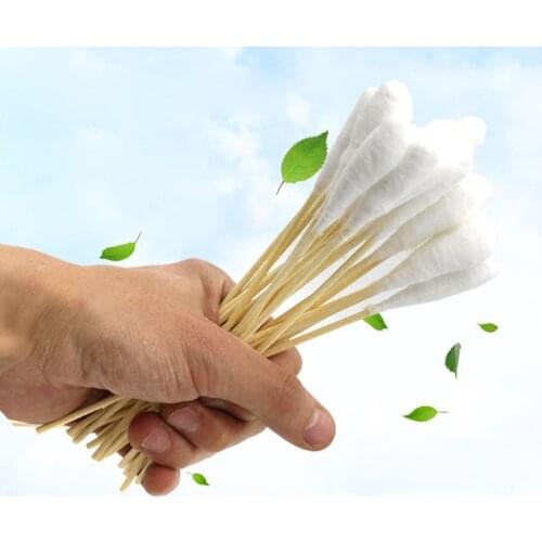 50packs 20cm Long Wooden Handle Cotton Swab Single Head Q Tips Sterile Sticks Makeup Applicator Remove Tool 20pcs/pack