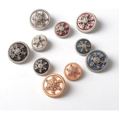 Free shipping 5pcs diameter of metal snowflake buttons clothing accessories DIY materials shirt coat brand buttons