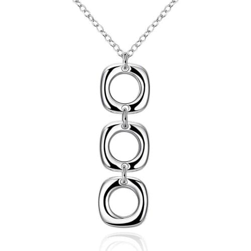 Free Shipping 925 jewelry silver plated Jewelry Pendant Fine Fashion Cute Three square Necklace Pendants Top Quality