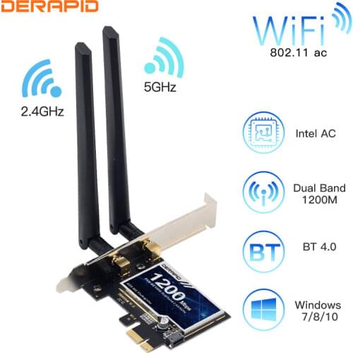 1200Mbps Wireless PCI-e Adapter 802.11ac Bluetooth 4.0 Wifi Wlan Card 2.4G/5GHz Desktop Wifi PCI Express Adapter For Win 7 8 10