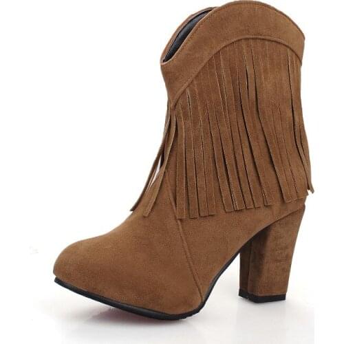 Big Size 9 10 11-16 boots women shoes ankle boots for women ladies boots shoes woman winter Tassel sleeve