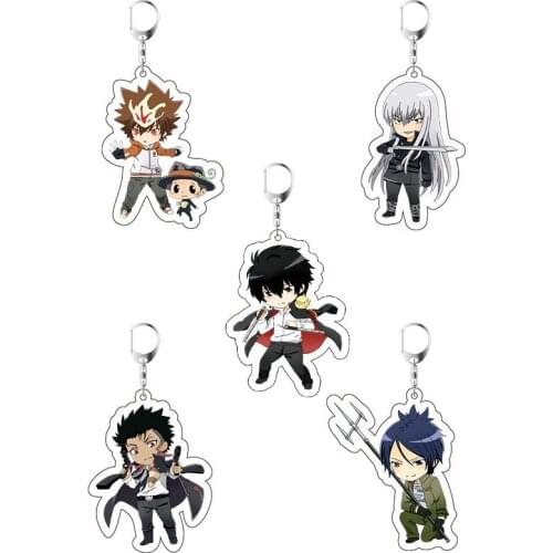 Anime Hitman Reborn Keychain Cartoon Figure Tsunayoshi Hibari Kyoya Hayato Double-side Pendant Key Rings