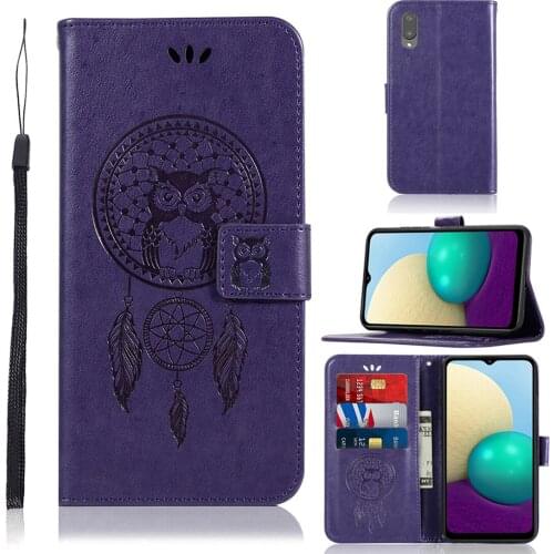Phone Bag Case For Samsung A02 Cover TPU Owl Flip Leather Wallet Case For Samsung Galaxy A02 Case For Samsung A02 Bag Capas 6.5"
