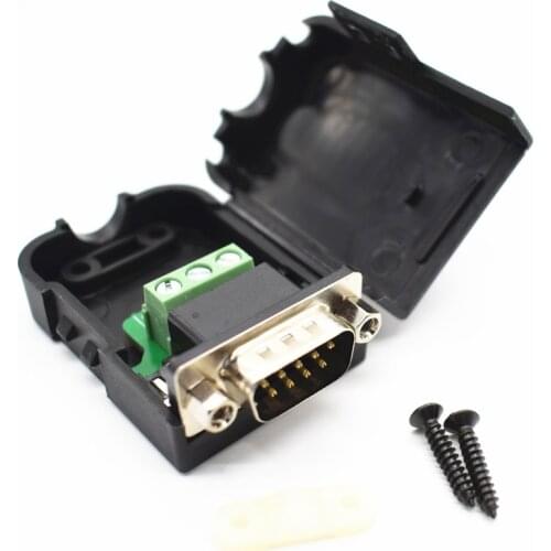 D-SUB DB9 male 9Pin Black Cover Nut Type Breakout Terminals Board Connector DIY Plugs