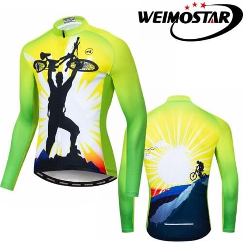 Cycling Jersey For Men Road Bike Pro Team Cycling Wear Ropa Ciclismo Quick Dry Long Sleeve Jersey With Spring Autumn Green