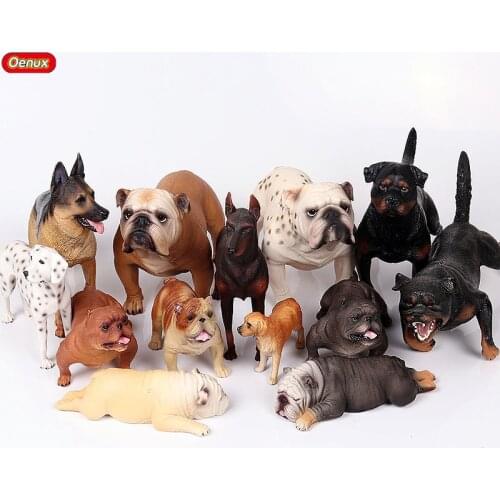 Oenux Genuine Big Dog Animal Simulation Doberman Rottweiler Corgi Shepherd Dog Action Figures Pvc Lovely Pet Model Toys Kid Gift