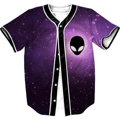 Harajuku 3D Alien Galaxy Printed Tee Shirt Custom DIY Baseball Jersey T-shirt Men Unisex Casual Hip Hop Summer Tops Dropshipping