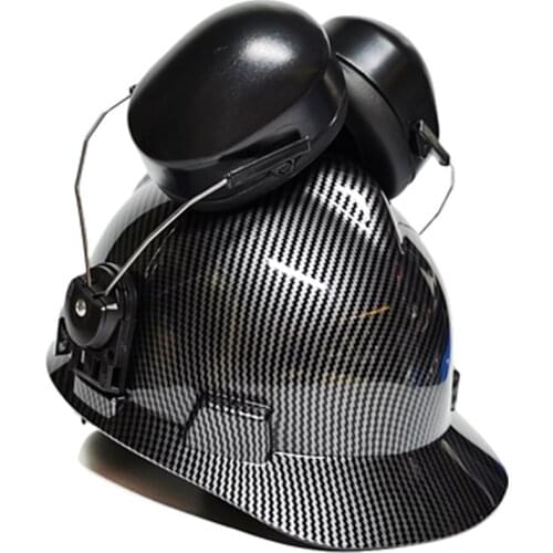Headset+Hard Hat Carbon Fiber Pattern Design Safety Helmet Outdoor Work Cap Top Quality Lightweight Construction Riding Helmets