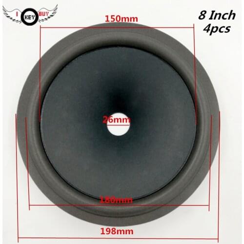 4pcs 8 Inch Speaker Paper Cone Basin Foam Edge Smooth Surface Cones 198mm*180mm*150mm*26mm Core*Height 40mm Woofer Speaker Parts
