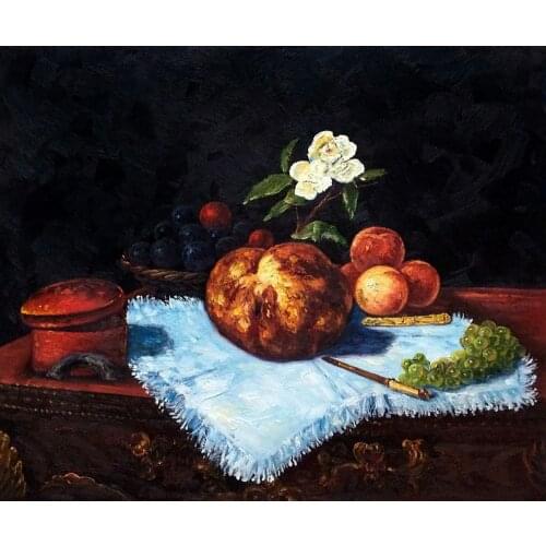 La Brioche by Edouard Manet Canvas Painting Handpainted Wall Arts Flower Painting for Dining Room