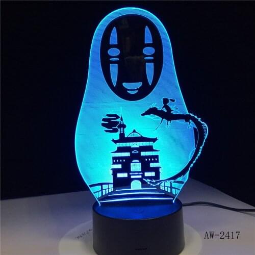 Miyazaki Hayao Anime 3D LED Lamp No Face Man Action Figures Decoration Doll Kids Toys Acrylic 7 Colors Night Light AW-2417