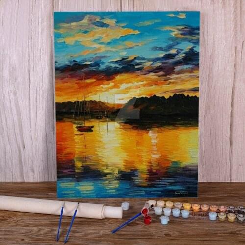 The Sunset DIY Painting By Numbers Complete Kit Oil Paints 40*50 Picture By Numbers Photo Decorative Paintings Wholesale