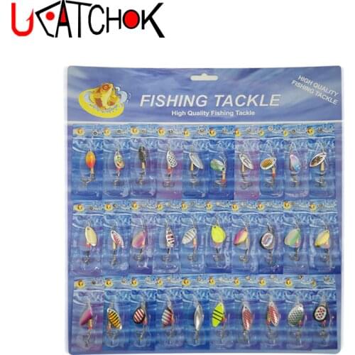 30pcs/set cheap metal spoon spinner paper kit Combo hard rotative Sequin trout fishing lure bait fishing accessories tackle