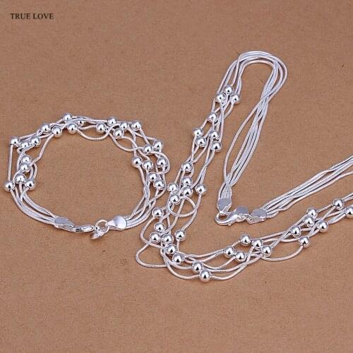 Hot fashion party jewelry sets Silver color beads choker necklace & bracelet for woman beautiful street style free shipping S063