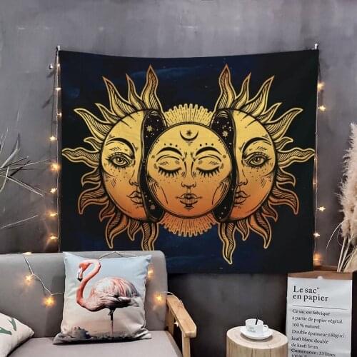 Sun God Print Wall Tapestry Tapestries Wall Hanging Flower Psychedelic Tapestry Wall Hanging Decor Halloween Deco