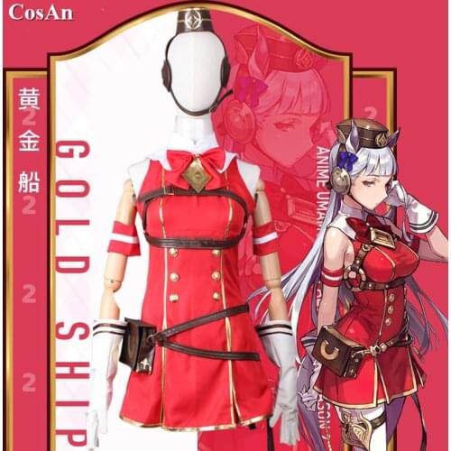 New Hot Game Umamusume:Pretty Derby Gold Ship Cosplay Costume Female Lovely Red Uniform Dress Activity Party Role Play Clothing