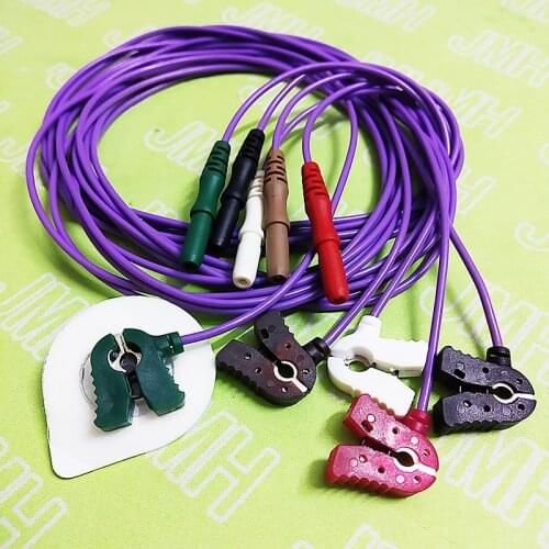 New type clip 5 Lead AHA leadwire for infant child ECG EKG,1.5mm Din Series Holter cable,ECG EKG clip electrodes.100cm TPU cable