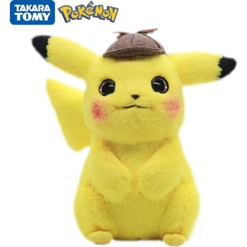 28cm Genuine Pokémon Detective Pikachu Pokemon Plush Doll Cartoon Anime Figures Stuffed Doll Children Christmas Birthday Gift