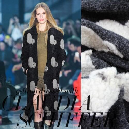 Autumn and Winter High Grade Female Cashmere Wool Fabric Three-dimensional Flower Cartoon Coat Jacket Clothing /100cm*150cm