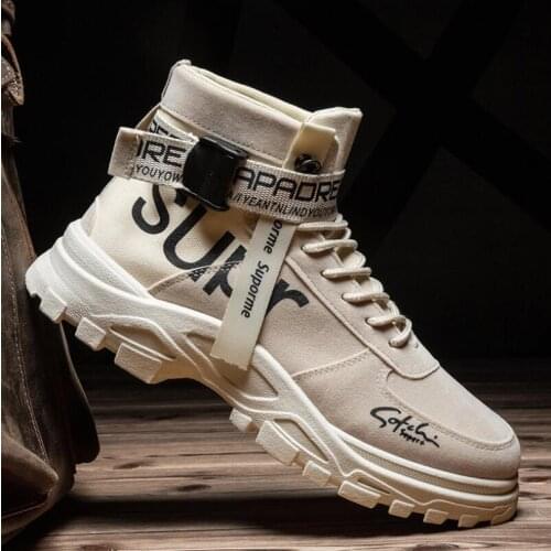 Autumn new British high-top casual shoes all-match mens tooling shoes fashion brand designer Martin boots lightweight sneakers