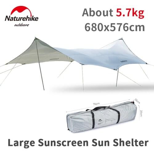 Naturehike Outdoor Camping Tent Sun Shelter 8-10 Person Super Big Sunshade Projected 20㎡Tent Waterproof Oxford Cloth Tent