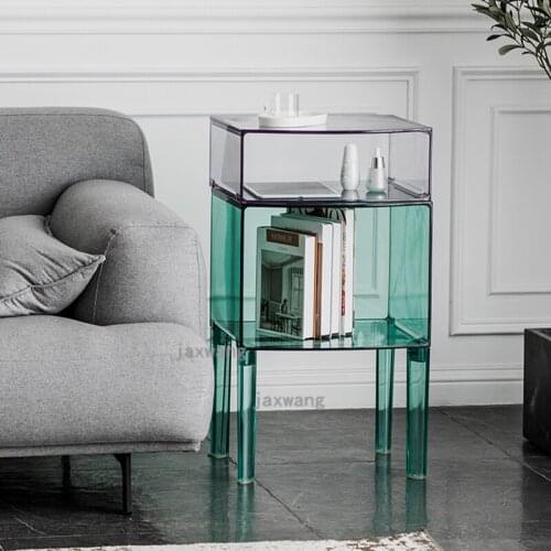 Nordic Transparent Sofa Side Table Creative End Tables Home Furniture Modern Storage Sofa Side Table Simple Corner Coffee Table